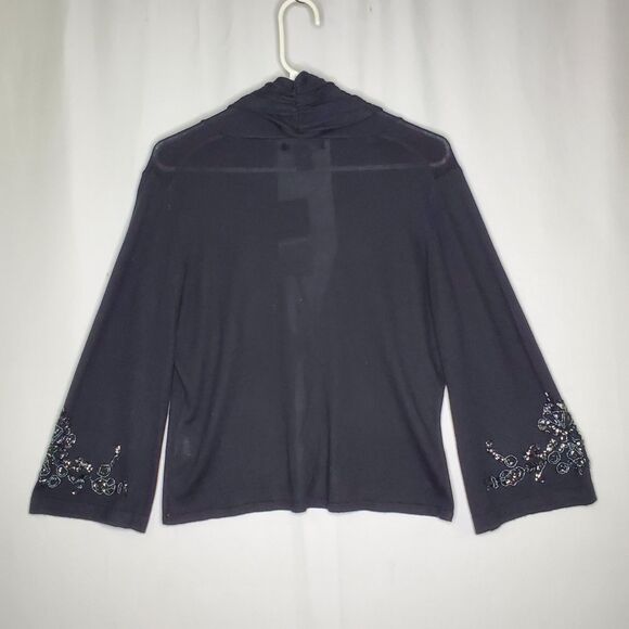 Karen Kane Silk Cashmere Cardigan Large Beaded Romantic Witchy Quiet Luxury - Picture 2 of 13